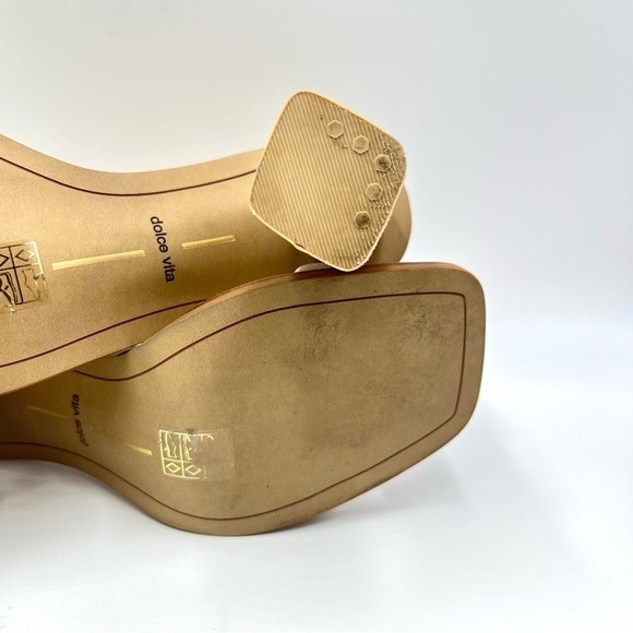 Dolce Vita Suede Leather Beige Tan Leopard Print Open Toe Heels Sandals 8 - Picture 13 of 15